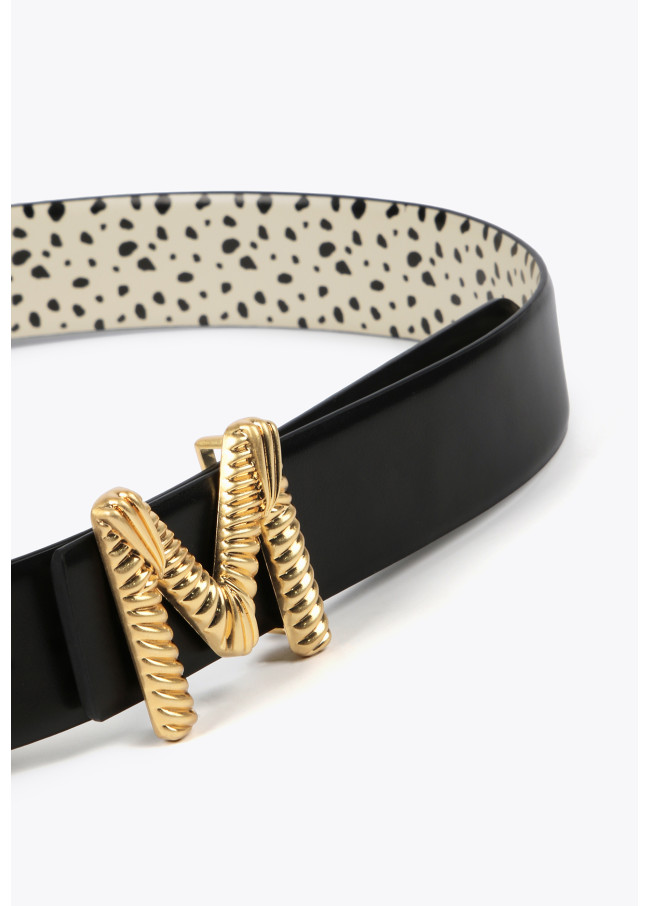 Reversible dalmatian print belt