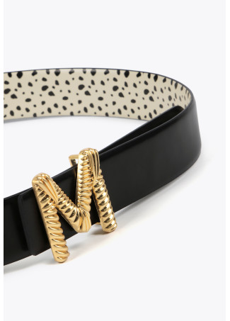 Reversible dalmatian print belt