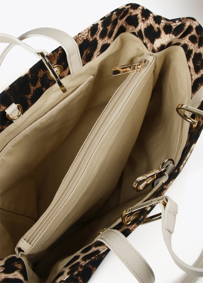 Borsa shopper con stampa animalier