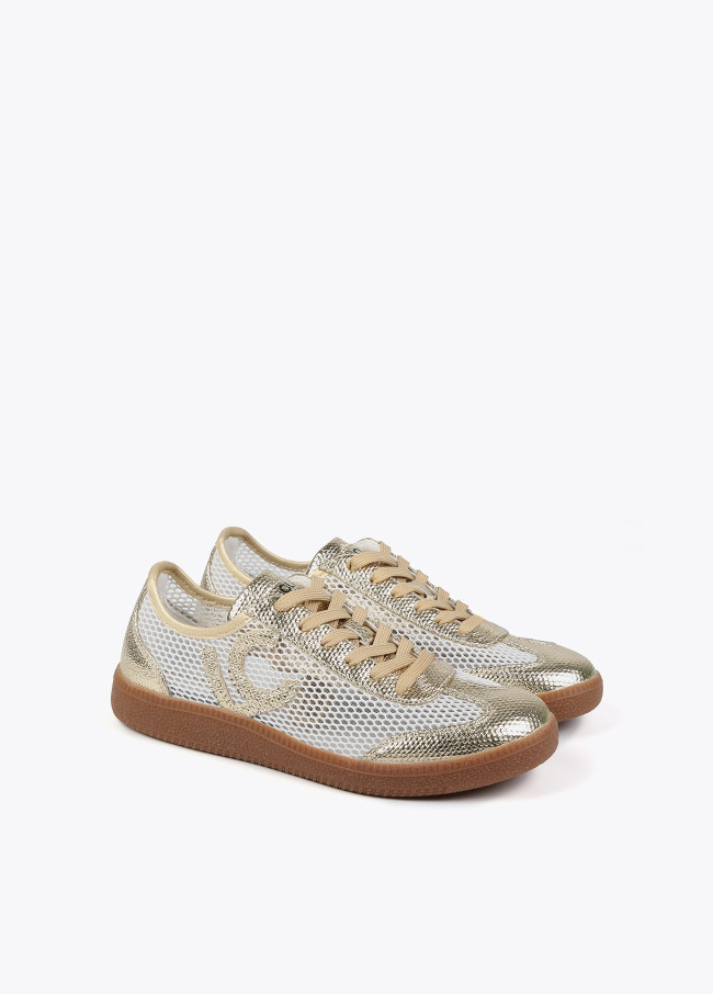 Sneakers in rete con dettagli metallizzati