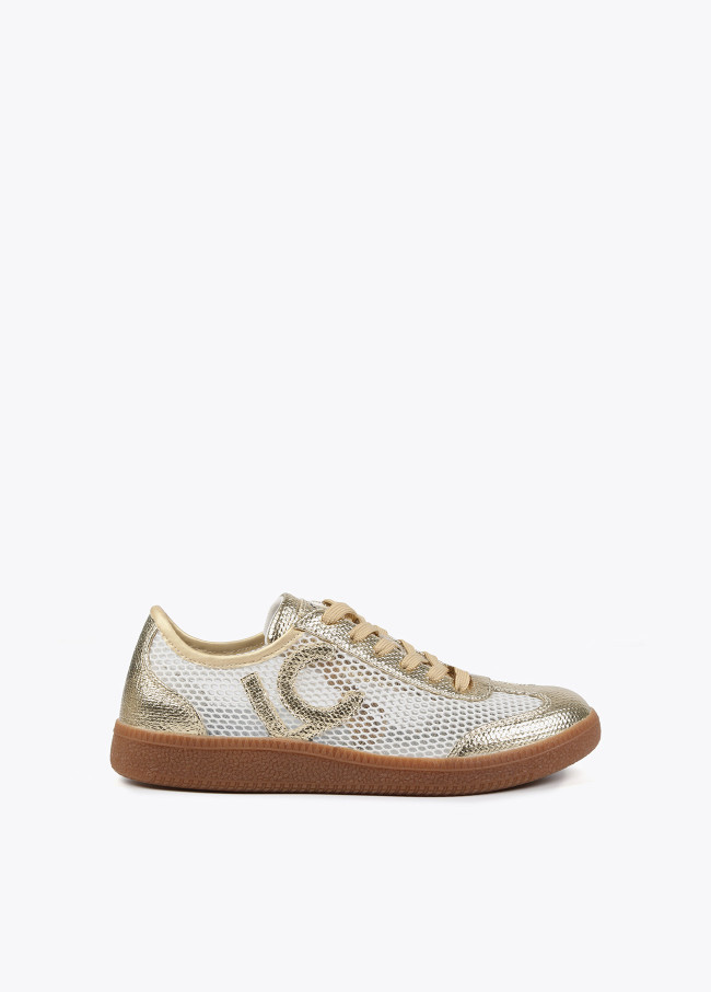 Sneakers in rete con dettagli metallizzati