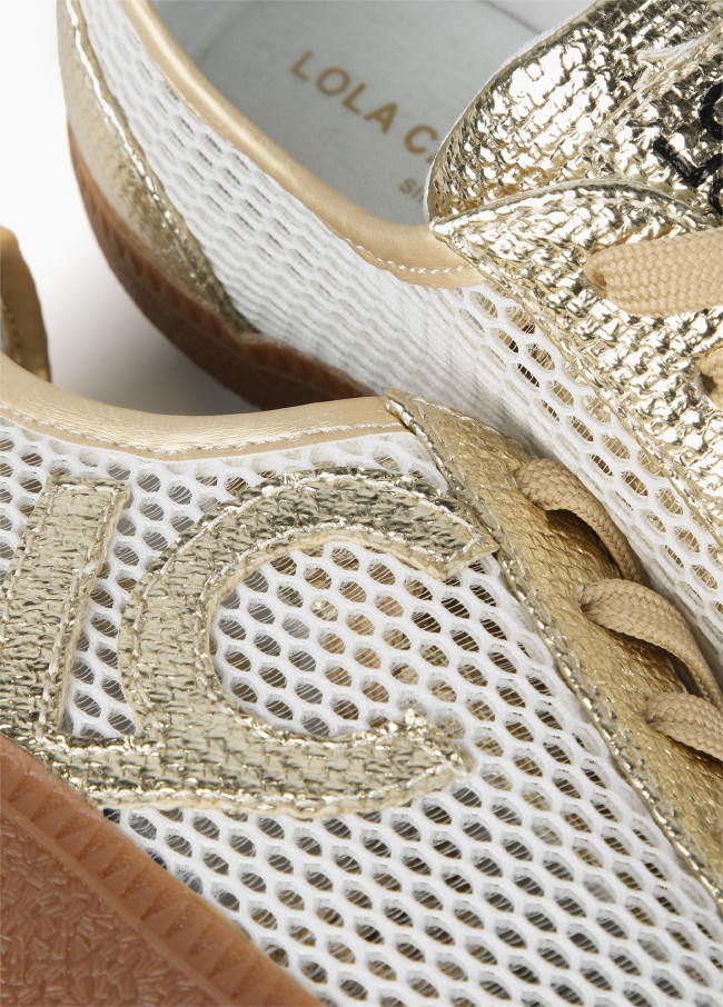 Sneakers in rete con dettagli metallizzati