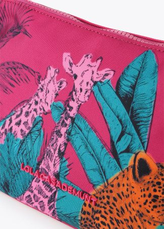 Necessaire em nylon com estampado animal multicolor
