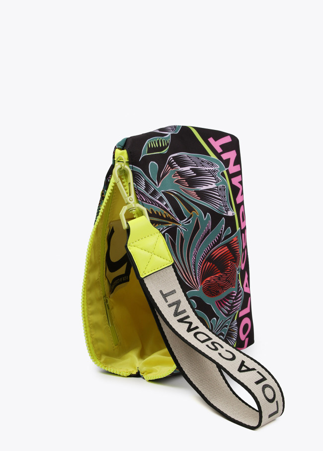 Nécessaire nylon stampa floreale dettagli fluo