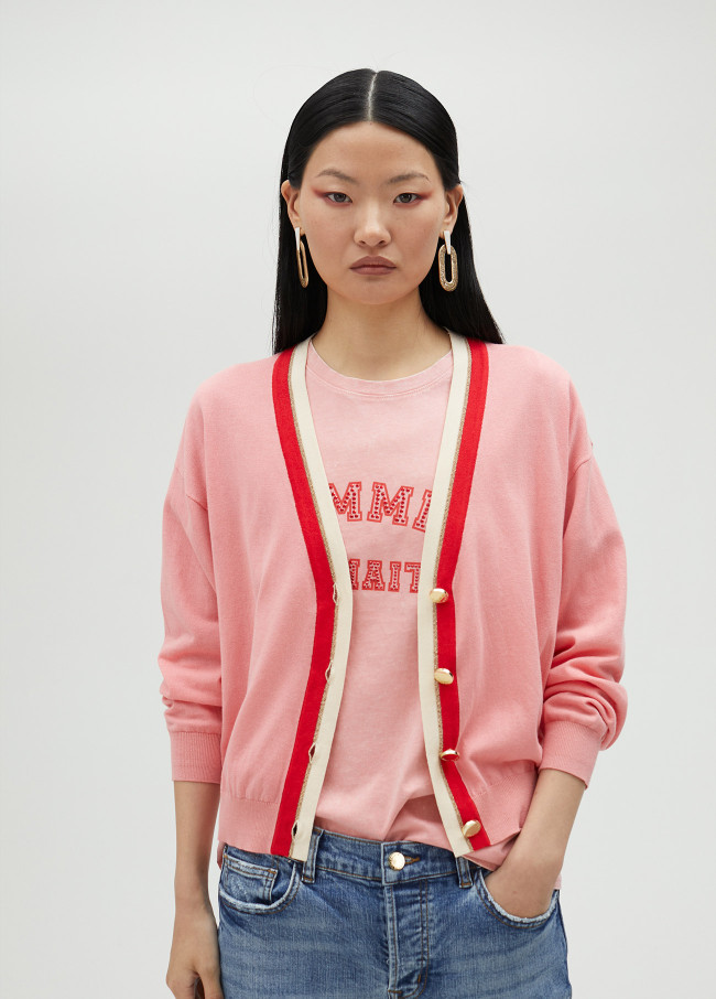 Basic contrast cardigan