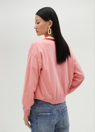 Cardigan basic con contrasto