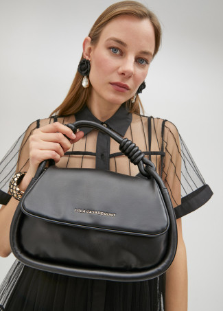 Crossbody flap bag with rounded handles