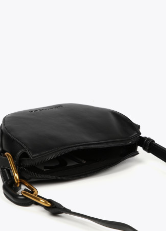 Borsa a tracolla con rondelle e nastro con logo