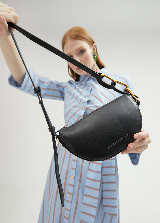 Crossbody bag with eyelets and logo strap