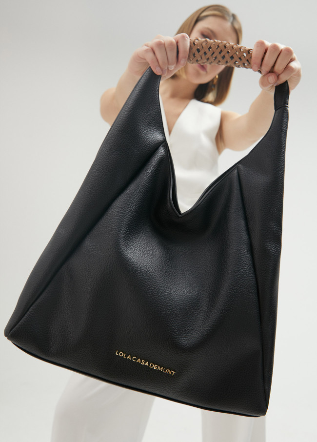 Borsa shopper con dettaglio intrecciato