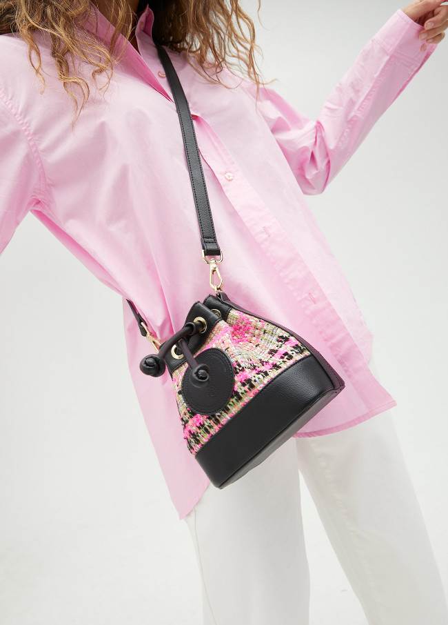 Mini borsa a secchiello tweed