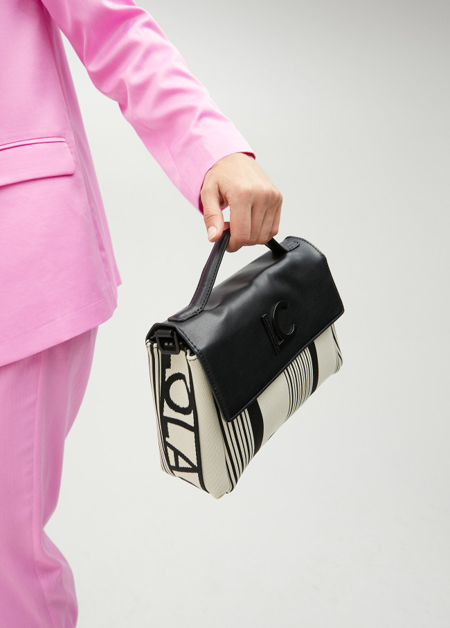 Borsa a tracolla in canvas con patta