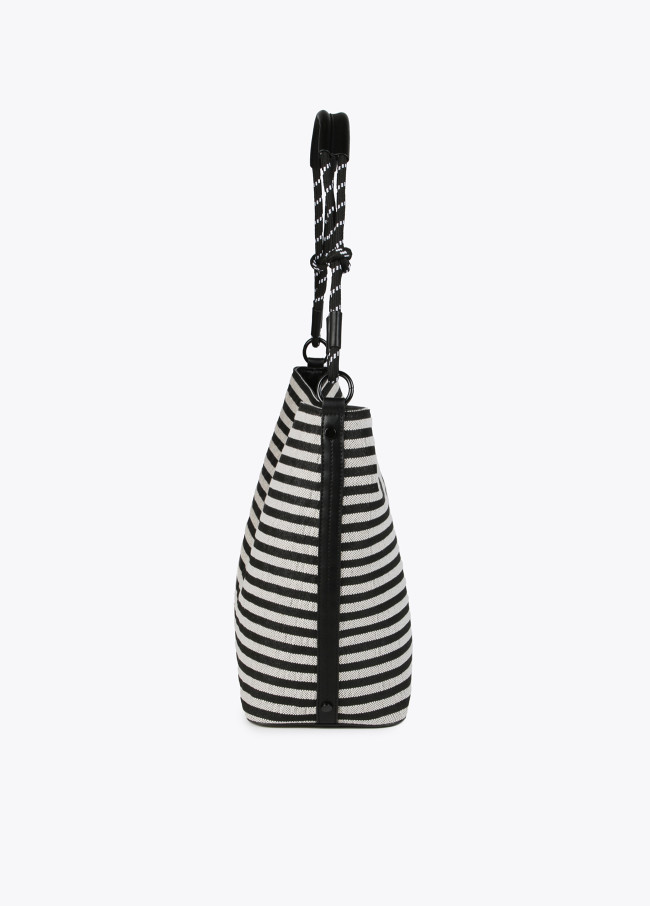 Mala tote bag às riscas