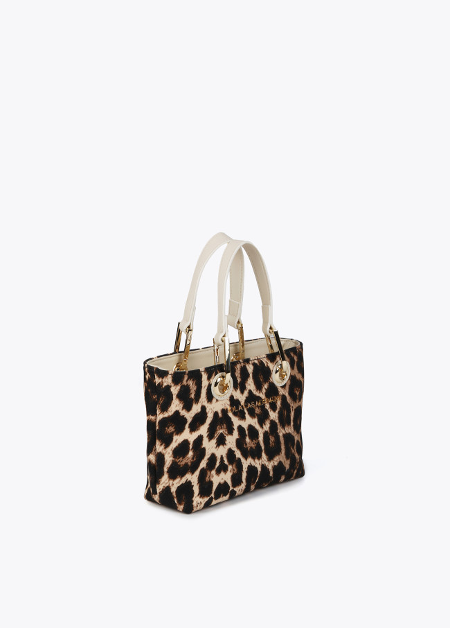 Mini mala tote bag com estampado animal