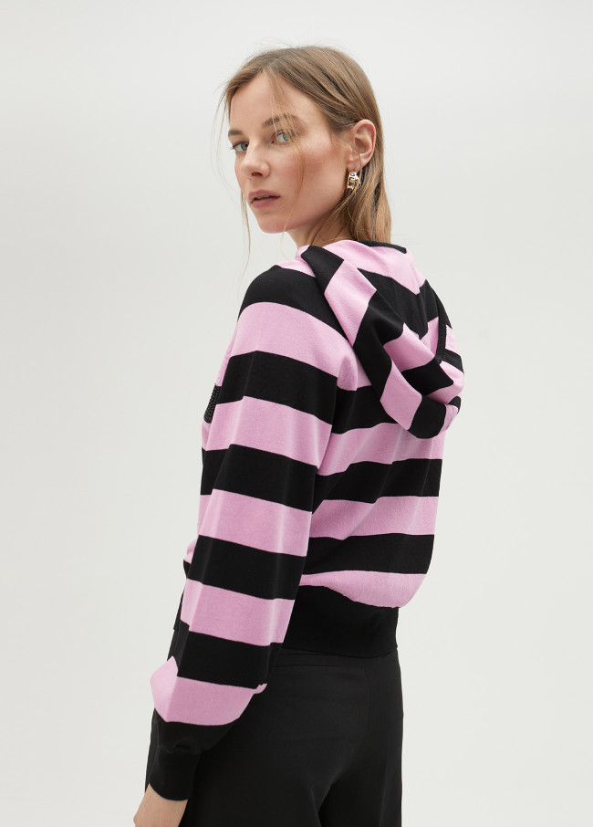 Felpa in maglia con cappuccio