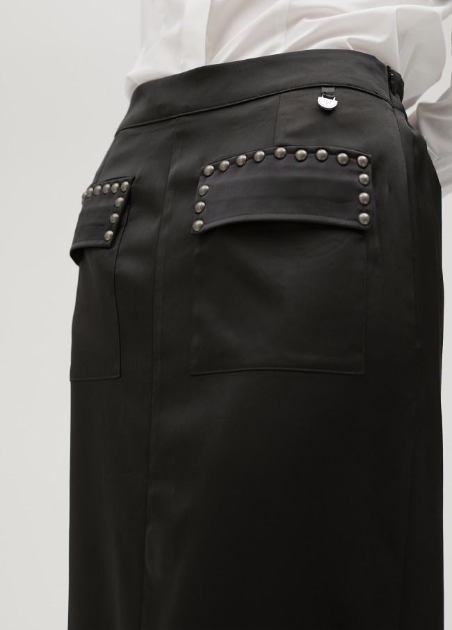 Studded satin skirt
