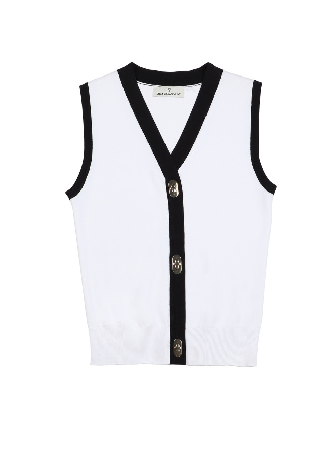 Gilet sans manches en maille bicolore