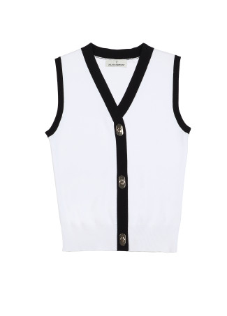 Gilet sans manches en maille bicolore
