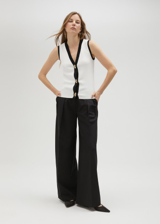 Gilet sans manches en maille bicolore