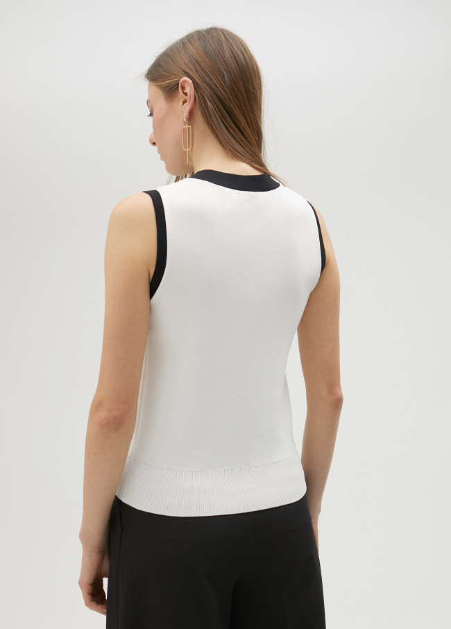 Gilet sans manches en maille bicolore