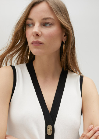 Gilet sans manches en maille bicolore