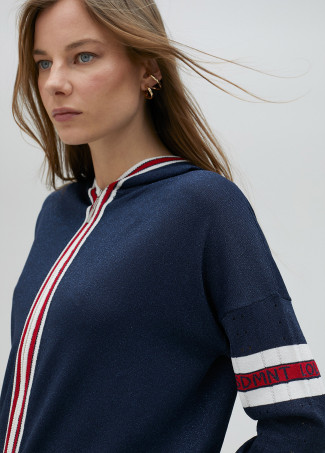 Sweatshirt de malha com risca desportiva