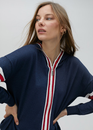 Strick-Sweatshirt mit sportlichem Streifen