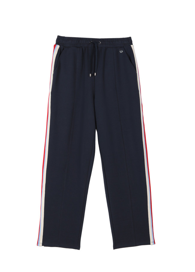 Trousers with rhinestone sporty stripes