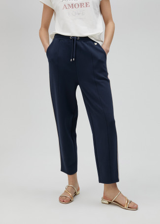 Pantaloni con nastro sportivo strass