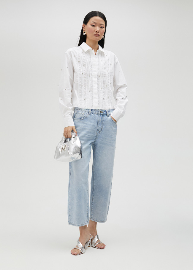 Camisa curta com strass