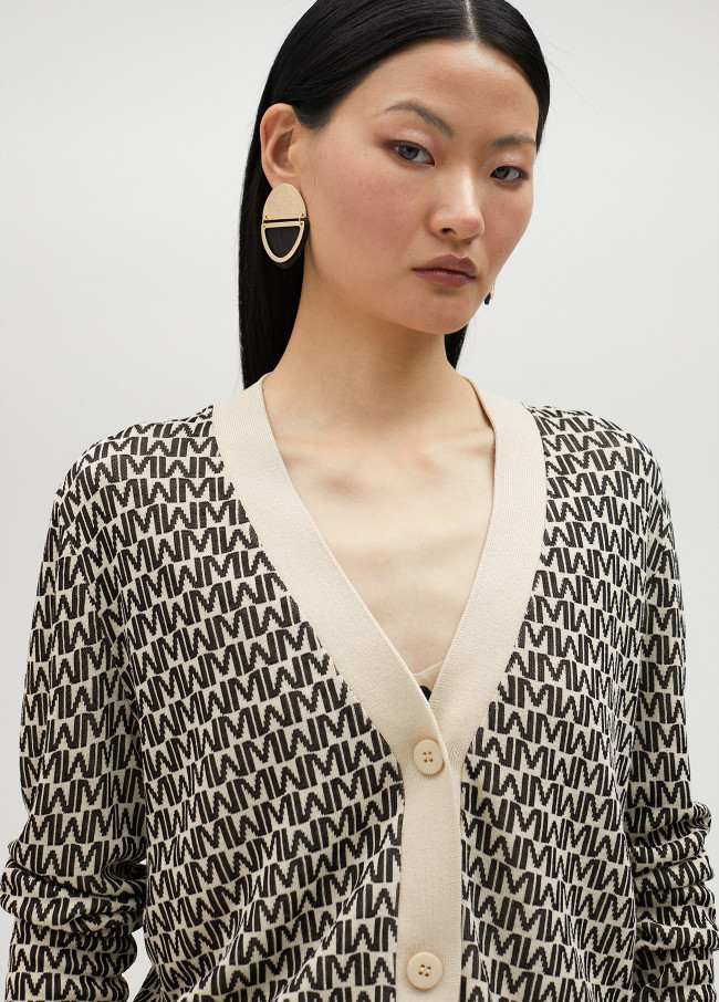 Cardigan jacquard logo