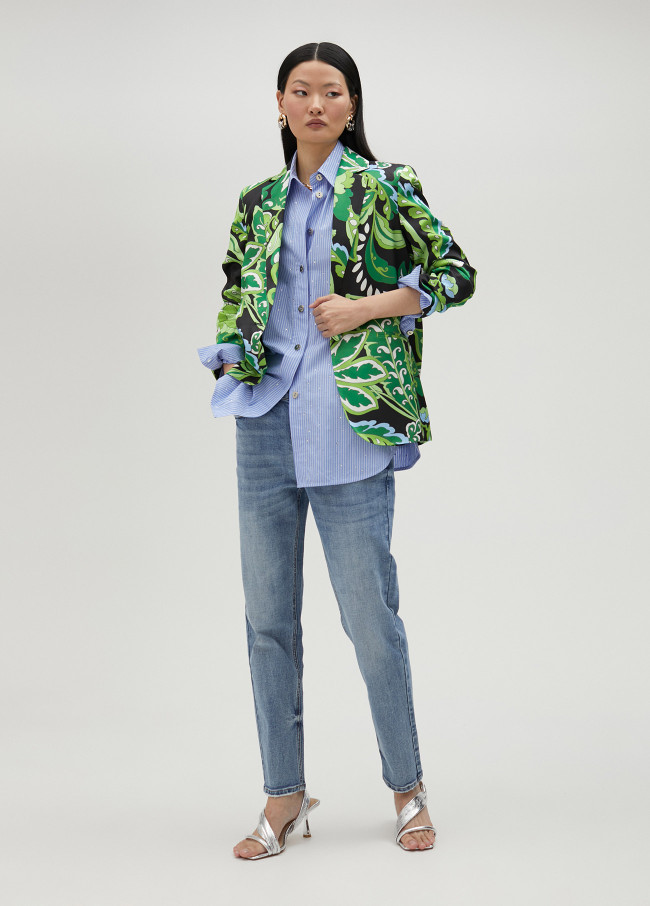 Camisa às riscas com strass