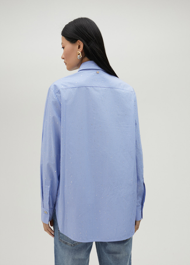 Camicia a righe con strass