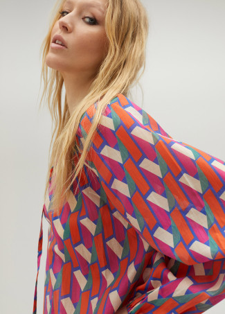 Multicoloured logo print shirt