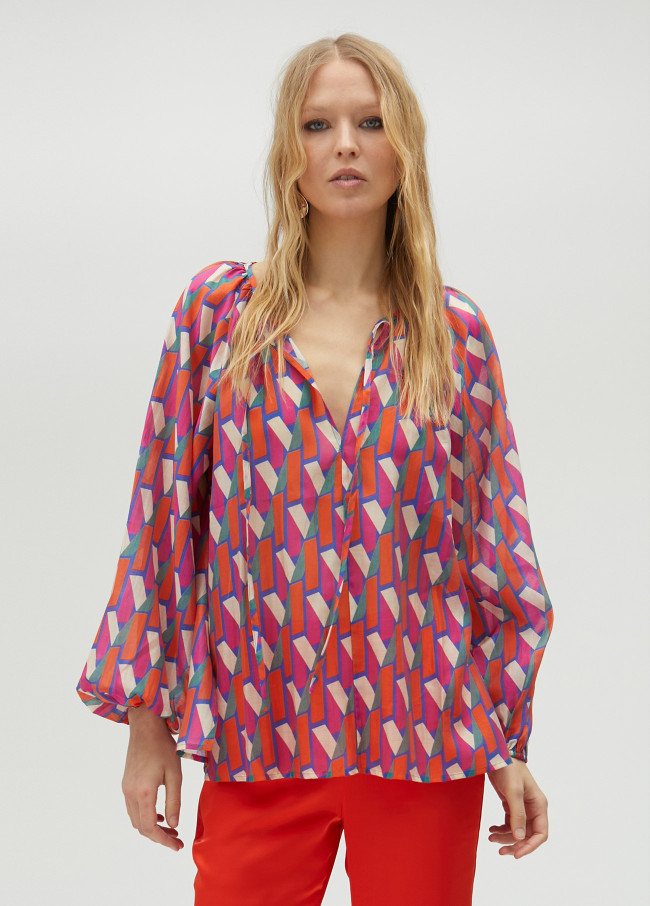 Multicoloured logo print shirt