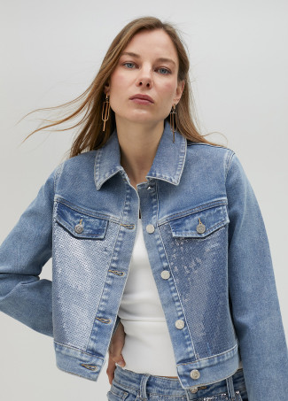 Pailletten-Jeansjacke