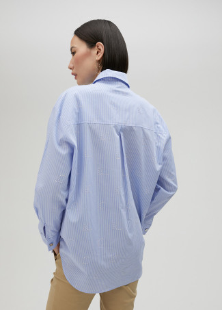 Camicia righe con logo di strass