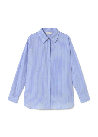 Camisa às riscas com logótipo em strass