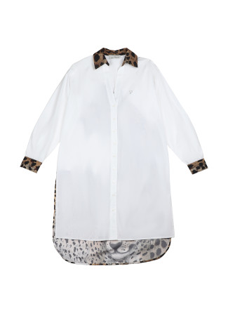 Long shirt with tiger print on the back