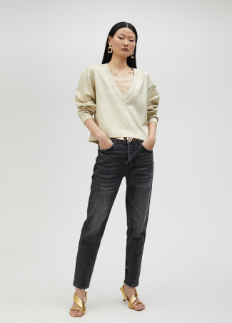Pullover scollo a v dorato