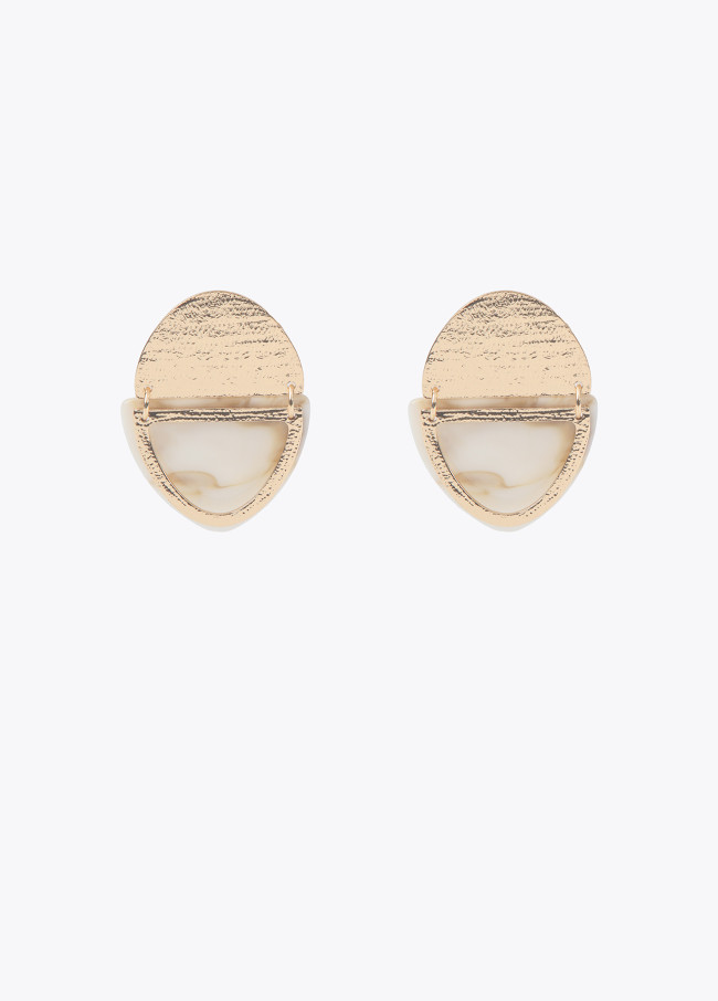 Earrings with double metal piece