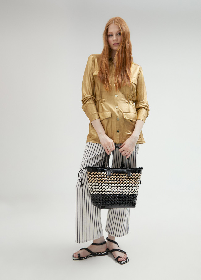 Sac cabas tressé verni