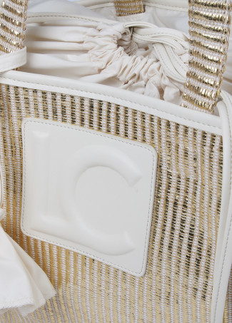 Grand sac cabas effet raphia métallisé