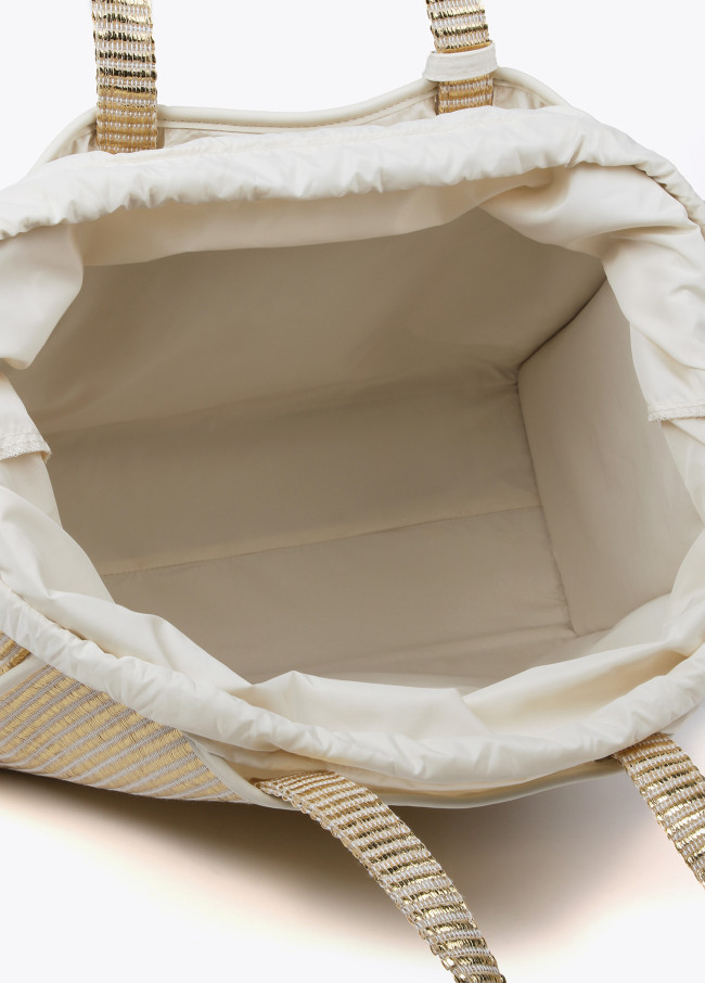 Grand sac cabas effet raphia métallisé