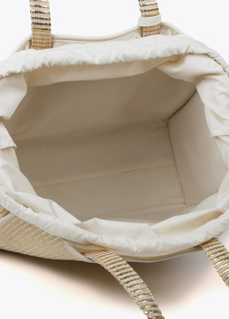 Grand sac cabas effet raphia métallisé