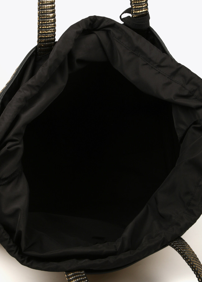 Grand sac cabas effet raphia métallisé