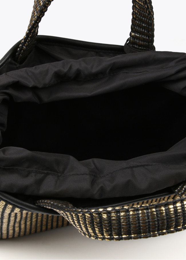 Small metallic raffia-effect tote bag