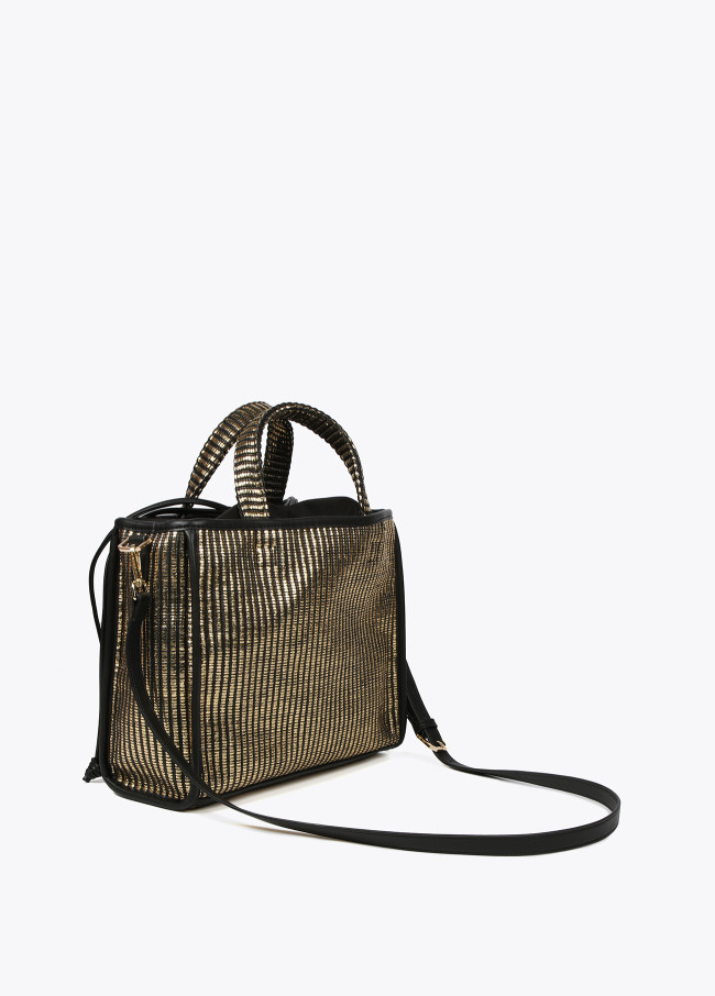 Petit sac cabas effet raphia métallisé