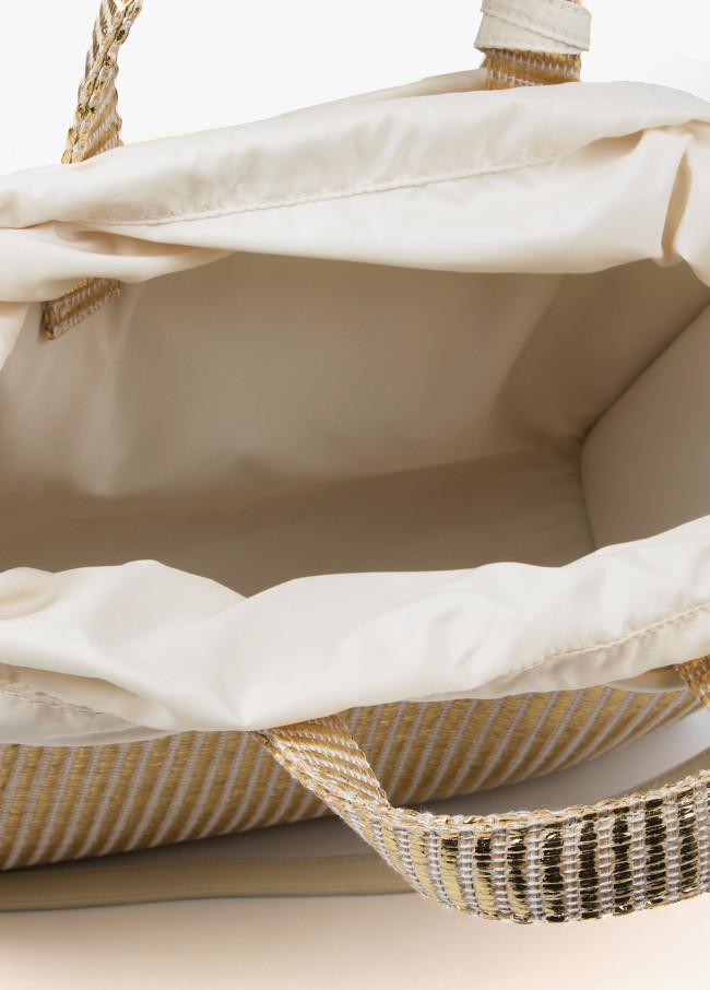 Kleine Korbtasche metallisierter Raphia-Effekt