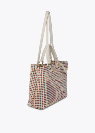 Multicoloured raffia-effect bag